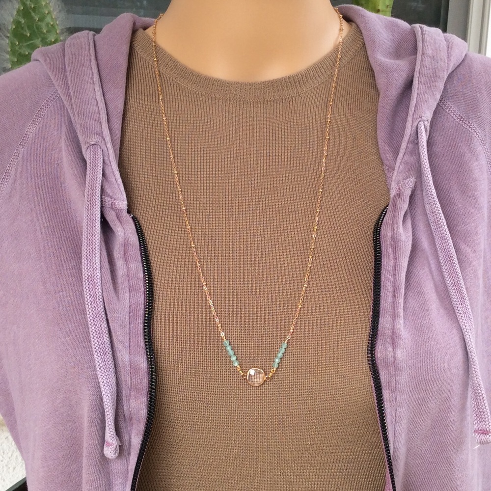Sundance Charm aquamarine Gold Plated Necklace - Picture 6 of 12